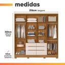 Ver imagem 3 de Guarda Roupas Casal com Espelho 6 Portas 6 Gavetas San Francisco Madeirado / Off White Moval