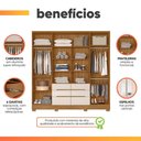 Ver imagem 4 de Guarda Roupas Casal com Espelho 6 Portas 6 Gavetas San Francisco Madeirado / Off White Moval