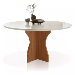 Mesa Redonda Off White Vidro Laqueado com Base X para 4 Lugares - 2