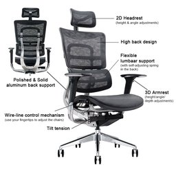 Cadeira Ergonômica Presidente Tecido Mash Estrutura Alumínio Genuinos - 5