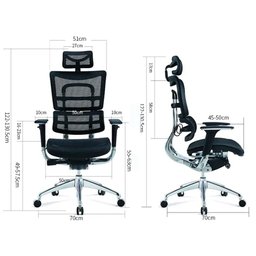 Cadeira Ergonômica Presidente Tecido Mash Estrutura Alumínio Genuinos - 3