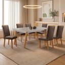 Ver imagem 2 de Mesa de Jantar Copper 180cm Madeira Tampo Vidro Canto Copo com 6 Cadeiras Lira