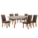 Ver imagem 1 de Mesa de Jantar Copper 180cm Madeira Tampo Vidro Canto Copo com 6 Cadeiras Lira