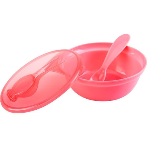 Bowl com Tampa e Colher Rosa