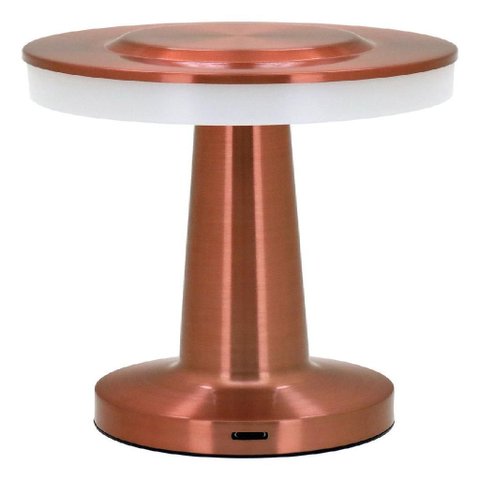 Luminária Decorativa Abajur Led Mesa Usb Metal 20x12x12cm Cobre