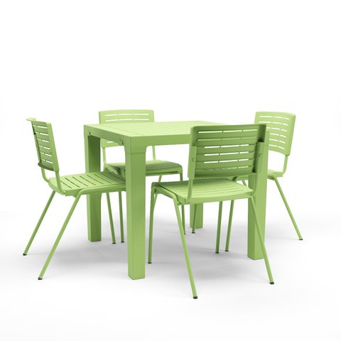 Kit 04 Cadeiras e 01 Mesa Multiuso Niala Plaxmetal Nr17 Verde