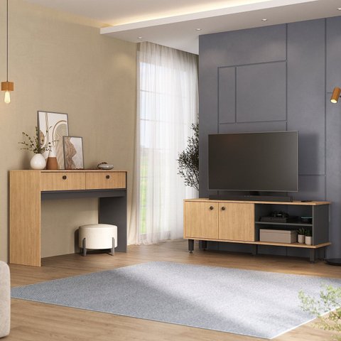 Conjunto Sala de Estar 2 Peças Rack para TV com Aparador Ibiza