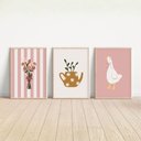 Ver imagem 1 de Kit 3 Quadros Decorativos Infantil | Jardim e Floral - Flores NO2 - 30x40 - Moldura Madeira