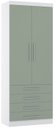 Ver imagem 2 de Guarda Roupa Modulado de Solteiro Alpes Branco Verde 5 Peças - Luciane
