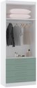 Ver imagem 3 de Guarda Roupa Modulado de Solteiro Alpes Branco Verde 5 Peças - Luciane