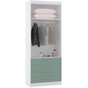 Ver imagem 3 de Guarda Roupa Modulado de Solteiro Alpes Branco Verde 5 Peças - Luciane