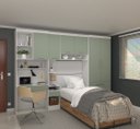 Ver imagem 1 de Guarda Roupa Modulado de Solteiro Alpes Branco Verde 5 Peças - Luciane