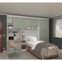 Ver imagem 1 de Guarda Roupa Modulado de Solteiro Alpes Branco Verde 5 Peças - Luciane