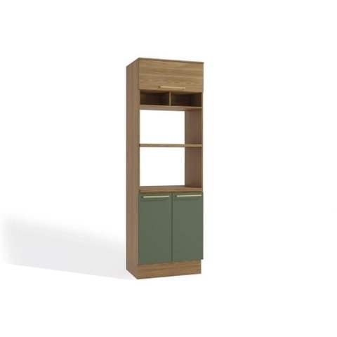 Torre Quente de Cozinha Paneleiro Botanic M627 2 Fornos C- 3 Portas 70cm Nogueira-Verde Oliva -