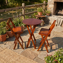 Ver imagem 1 de Conjunto Mesa Bistrô Dobrável com 2 Banquetas de Madeira Maciça Mel Marrom