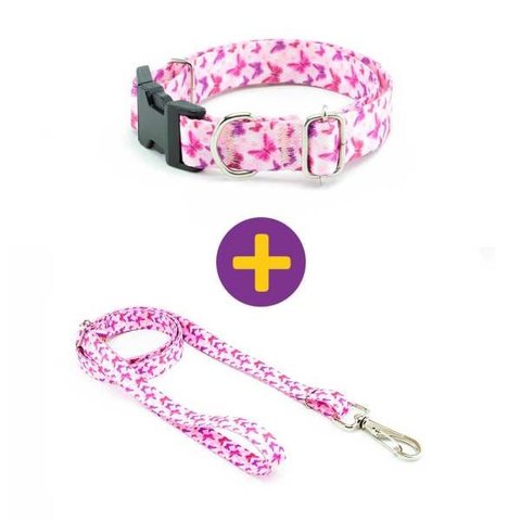 Coleira e Guia Smooty Pet Borboleta P Kit