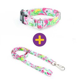 Coleira e Guia Smooty Pet Flamingo P kit - 1
