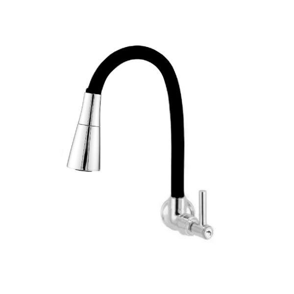 Torneira Gourmet silicone Cozinha 2 Jatos Parede - PRETO/CROMO - 1