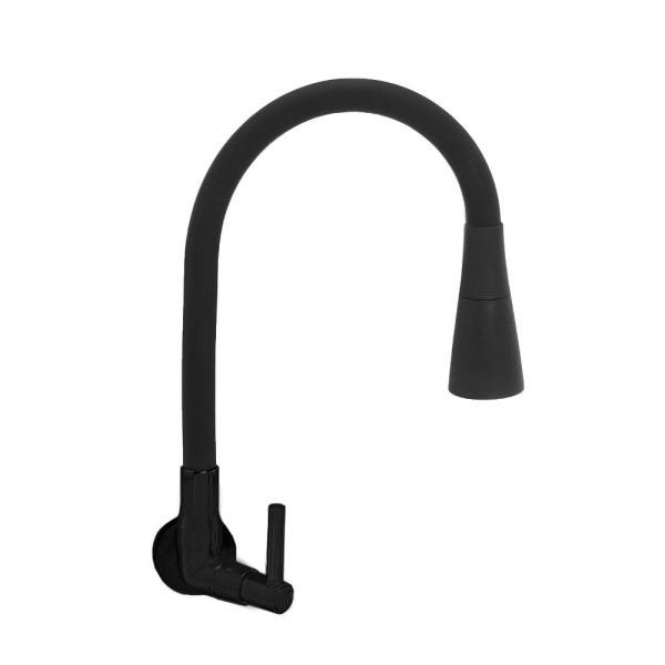Torneira Gourmet Parede Flexivel Base Preta com Cone Preto - 1