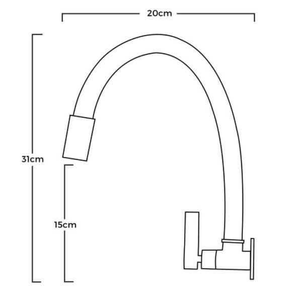 TORNEIRA COLOR LUXO PAREDE CANO DE SILICONE FLEXíVEL C-66 - 3