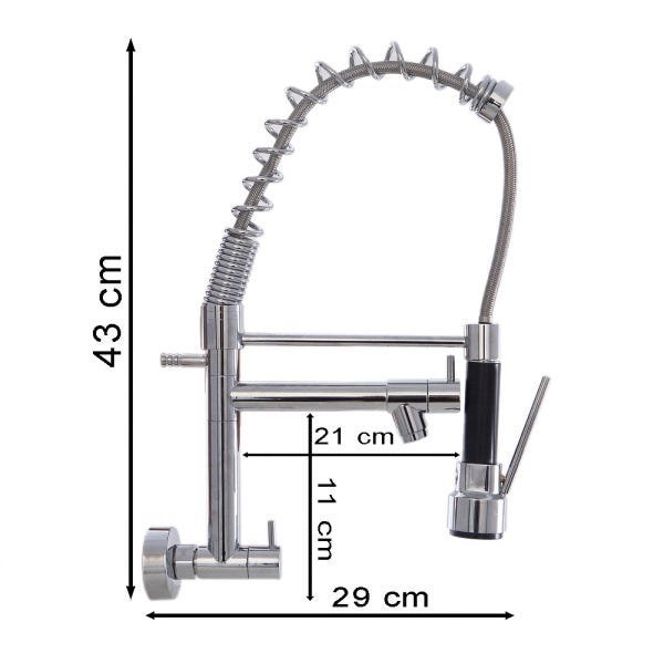 Torneira Cozinha Gourmet Parede Bica Móvel Ducha Água Fria - 3