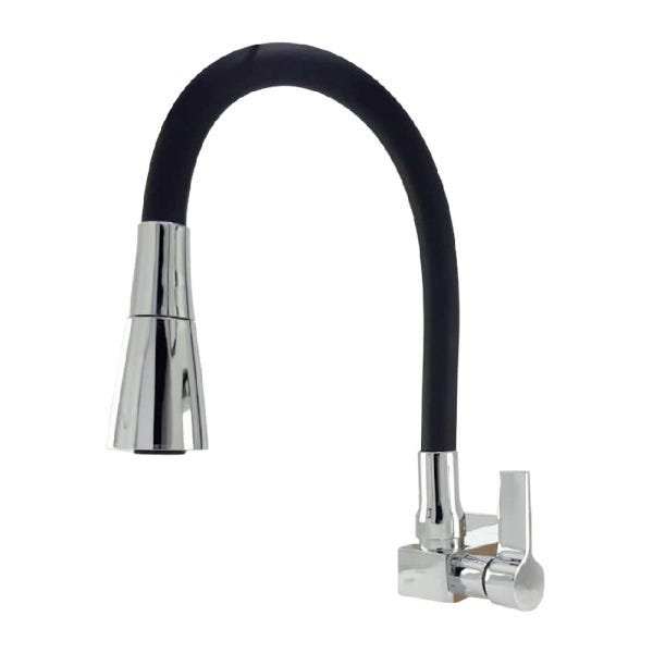 Torneira Gourmet Flexível Cone 2 Jatos Preto, Cromado Parede - 1