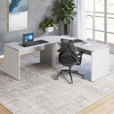 Ver imagem 1 de Mesa L Escritório 190cm X 70cm Pés Painel F5 Office Cor:cinza