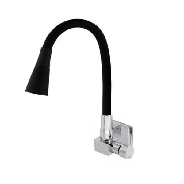 Torneira Preta Square T Silicone Parede 2 Jatos Flexível - 1