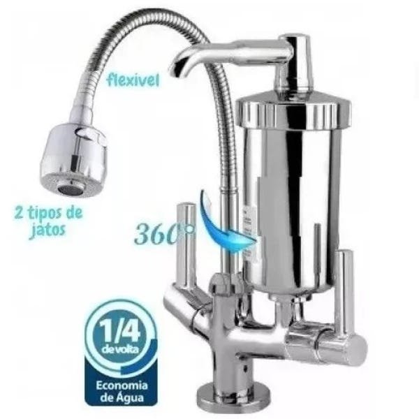 Torneira Luxo Bica Movel Gourmet Bancada Filtro Abs C-66 - 2