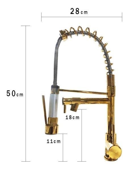 Torneira Cozinha Gourmet Misturador Monocomando 50cm Dourada - 3