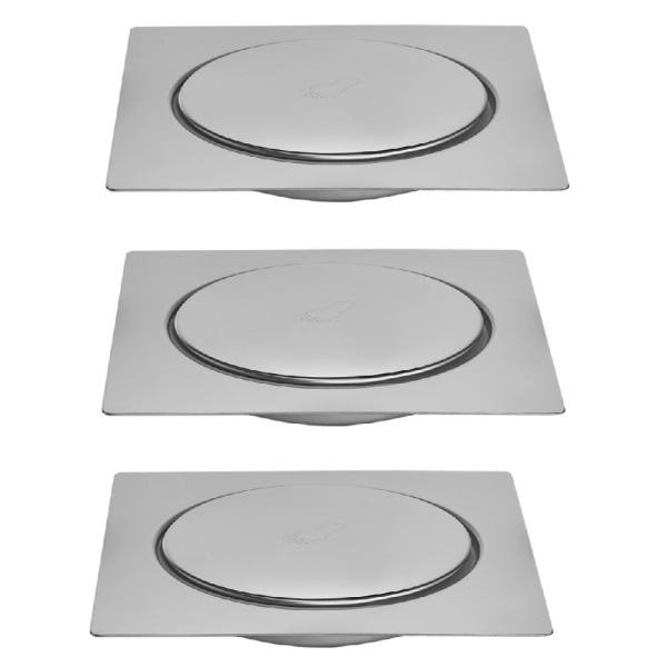 Kit 3 Ralos Inteligente Click Para Banheiro 10x10 Cm Inox - 1