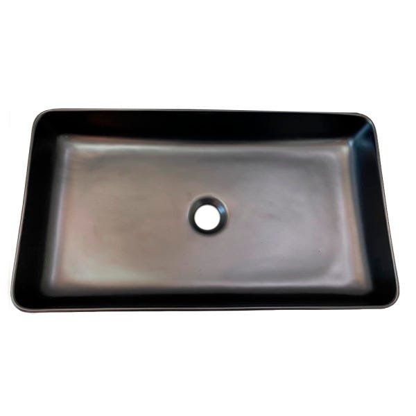 CUBA DE LOUÇA PARA BANHEIRO SOBREPOR LUXUOSA 60 CM - PRETA - 3