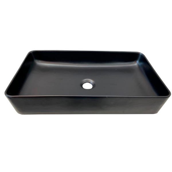 CUBA DE LOUÇA PARA BANHEIRO SOBREPOR LUXUOSA 60 CM - PRETA - 4