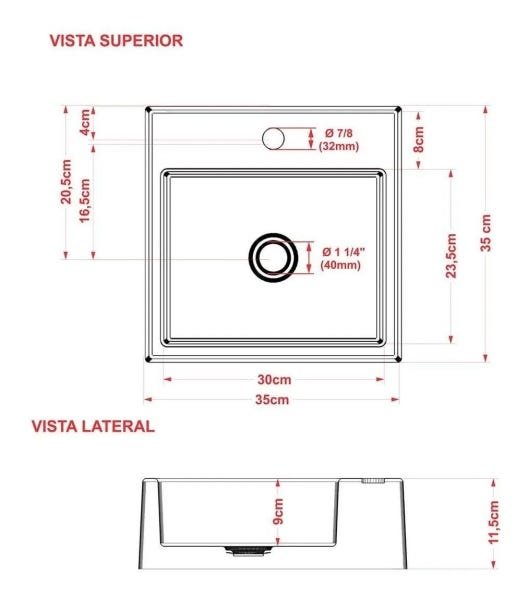 Cuba de apoio banheiro marmore sintético FERRARA 35X35 - 3