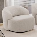 Ver imagem 3 de Poltrona Decorativa Orgânica Giratória Living Barolo L06 Bouclê Bege