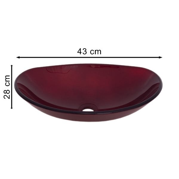 Cuba De Apoio Em Vidro Oval Vinho 43x31 - 4