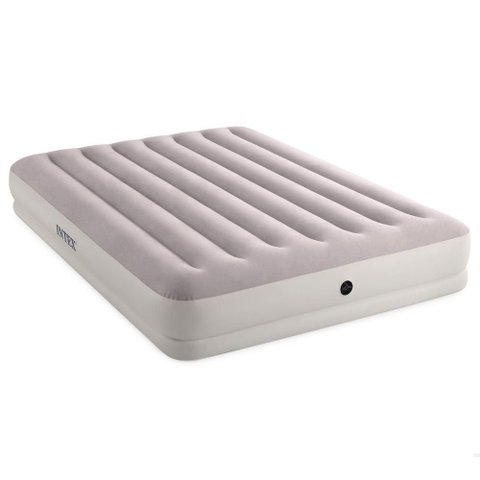 Colchão Inflável Casal Queen Fiber Tech Prestige com Bomba Usb Bege Intex