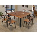 Ver imagem 1 de Mesa Jantar Industrial Sophia 1,30M Prato Giratório 8 Cadeiras Paris Pés Alumínio Castanho -