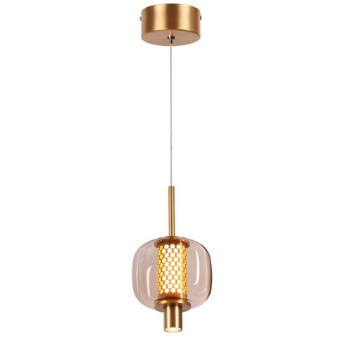 Pendente Bronze Vidro Champanhe 17cm Led 8W 3000K Bivolt PARIS LUZ