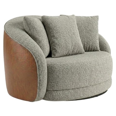 Poltrona Decorativa Maya Base Giratoria Boucle e Courino Tce 1018 Tcs 727 Moll