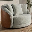 Ver imagem 2 de Poltrona Decorativa Maya Base Giratoria Boucle e Courino Tce 1018 Tcs 727 Moll