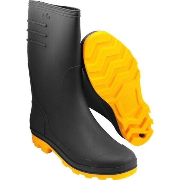 Bota Preta e Amarela PVC Tam. 44/45 com Forro Vonder