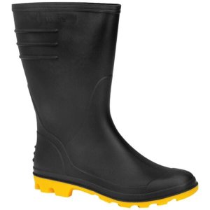 Bota de Pvc Vonder Cano Médio sem Forro Preta e Amarela N° 40