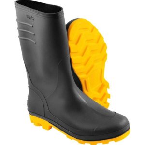 Bota de Pvc Vonder Cano Médio sem Forro Preta e Amarela N° 39