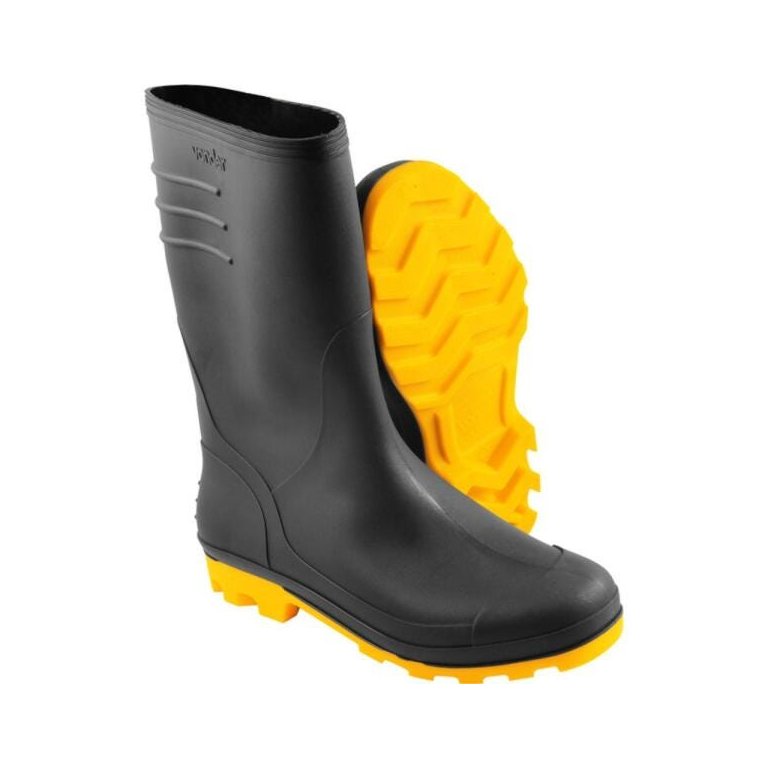 Bota de Pvc Vonder Cano Médio sem Forro Preta e Amarela N° 39
