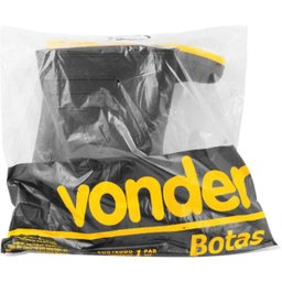 Bota de Pvc Vonder Cano Médio sem Forro Preta e Amarela N° 39 - 2
