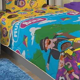 Edredom Dupla Face Lepper Solteiro Microfibra Mundo Bita - 3