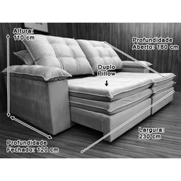 Sofá Retrátil Reclinável 2,30 M Amarelo 331 Sevilha - 8
