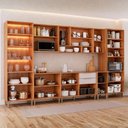 Ver imagem 4 de Cozinha Modulada 8 Peças 1 Cristaleira 3 Balcões 3 Armários Aéreo 1 Torre Celeste Cinamomo/Offwhite