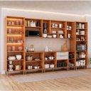 Ver imagem 4 de Cozinha Modulada 8 Peças com 1 Cristaleira 3 Balcões 3 Armários Aéreo e 1 Torre Celeste Cinamomo/Offwhite